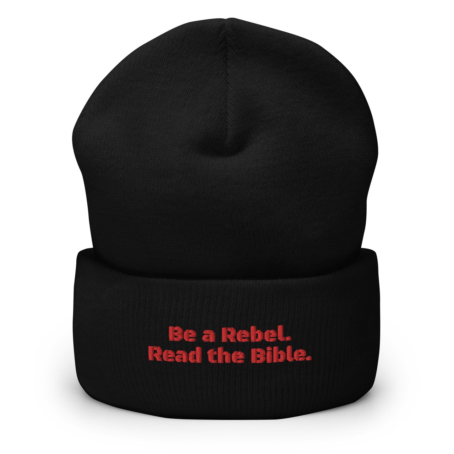 'Be a Rebel Read the Bible' Red Font Cuffed Beanies - various colors