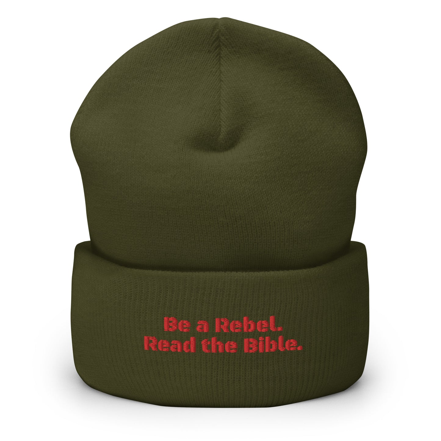 'Be a Rebel Read the Bible' Red Font Cuffed Beanies - various colors